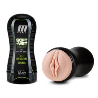 Blush M for Men Soft and Wet Pussy with Pleasure Ridges Self Lubricating Stroker - Vanilla