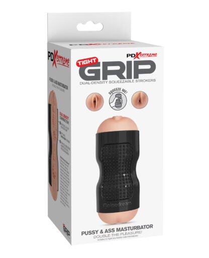PDX Extreme Tight Grip Dual Density Squeezable Strokers - Pussy & Ass